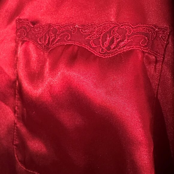 Vintage Red, Satin Sleep Shirt by Adonna - Picture 2 of 7
